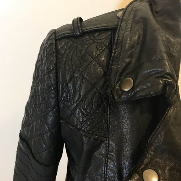 Muubaa Minsk Leather Quilted Biker Jacket 2 - Picture 10 of 13
